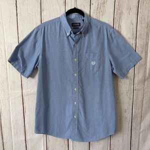 CHAPS Easy Care Men's Short Sleeve Micro Woven Blue
Button Down Shirt Large